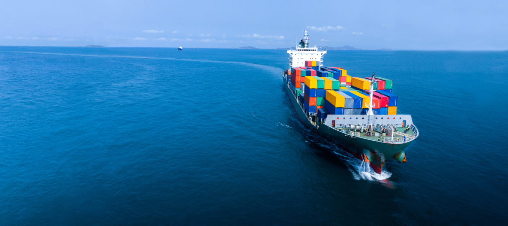 Large container ship on the ocean