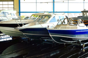 image of boats for sale in a showroom